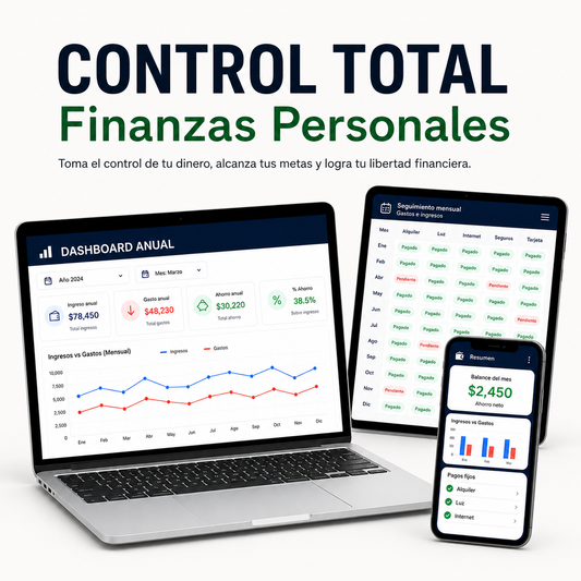 CONTROL TOTAL: Sistema de Finanzas Personales + Guía Paso a Paso + 3 Ebook Bonus de regalo