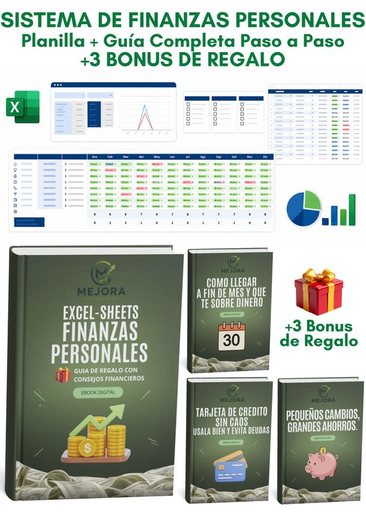 CONTROL TOTAL: Sistema de Finanzas Personales + Guía Paso a Paso + 3 Ebook Bonus de regalo